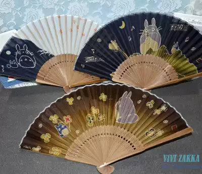 新款宮崎駿龍貓扇子吉卜力絹布竹骨扇摺扇