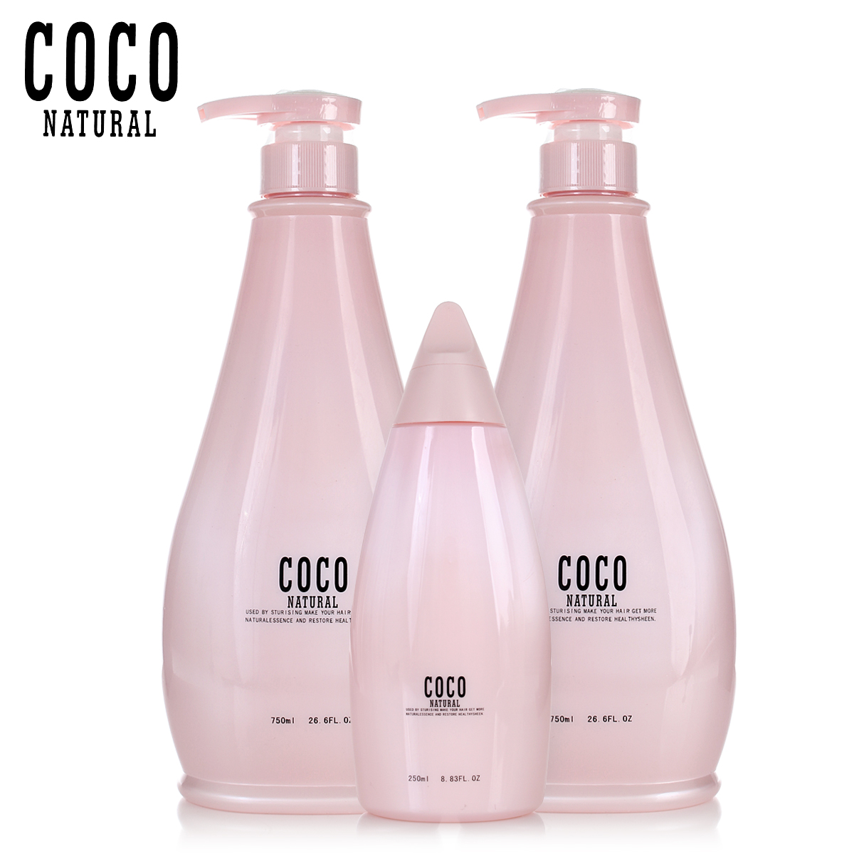 COCOnatural洗发水+沐浴露套装750ML+小护发素保湿滋养洁净香味