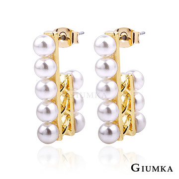 台湾官网直邮进口【GIUMKA】白K饰－珍珠交叉耳环 正韩货 韩剧相