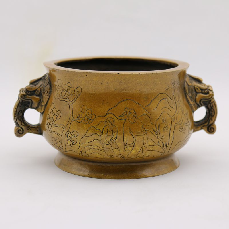 Pure copper incense stove Honolulu Incense Stove Fire Incense Stove Incense Stove Wire Incense Stove Imitation Ancient Incense Stove Landscape Painting Stand Incense Stove