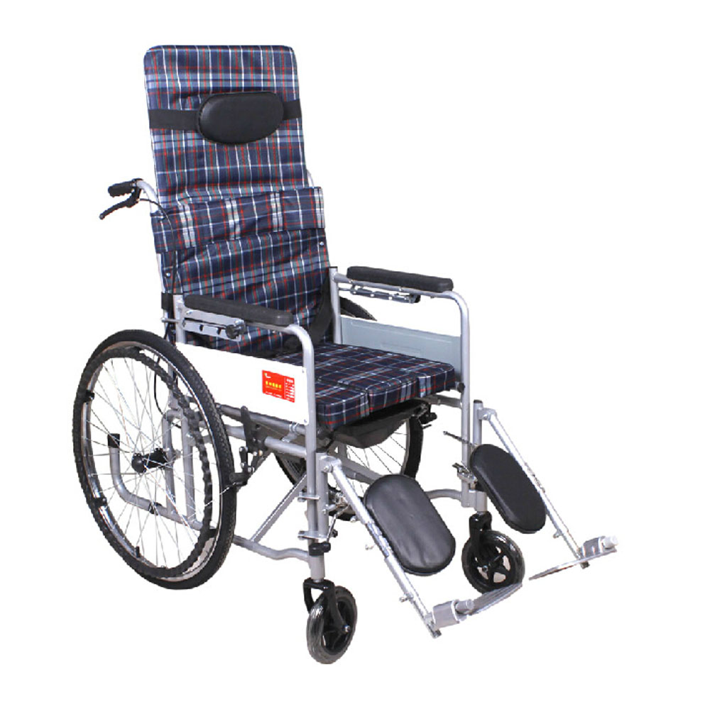 新款折叠轮椅轻便易携带老年人旅行推车便盆刹车TL