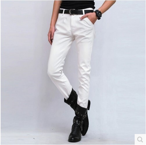 Trendy Thin Velvet White Skinny Leather Pants for Men and Women, Spring and Autumn, Personalized Slim-Fit Korean Style, Student-Friendly, Stretchy and Sexy