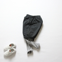 Spring and autumn day childrens children boy boy pure cotton Harun pants girl big pp pants fake two sports sweatpants