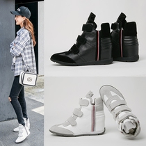 2021 spring new wild student Korean version casual shoes velcro inner height-increasing womens shoes single shoes