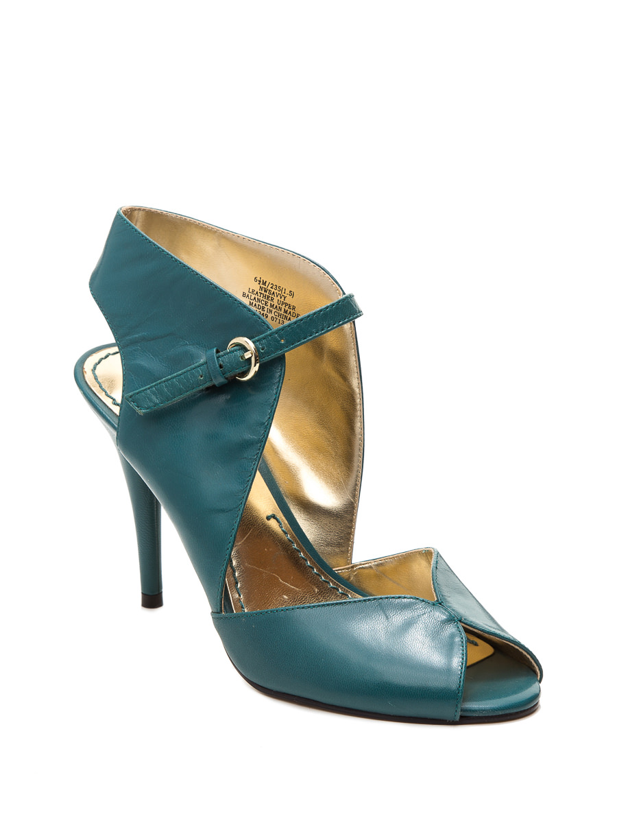 Nine West/玖熙 墨绿鱼嘴针扣搭带细高跟鞋