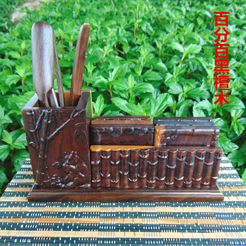 Ebony Wood Accessories Solid Wood Tea Ceremony Six Gentlemen Hand Carved Tea Tray Tea Art Supplies Solid Wood Coaster Set