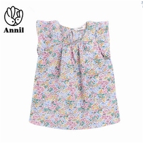 Annai childrens clothing girls spring and summer new products middle and large childrens round neck short-sleeved top tide AG621579