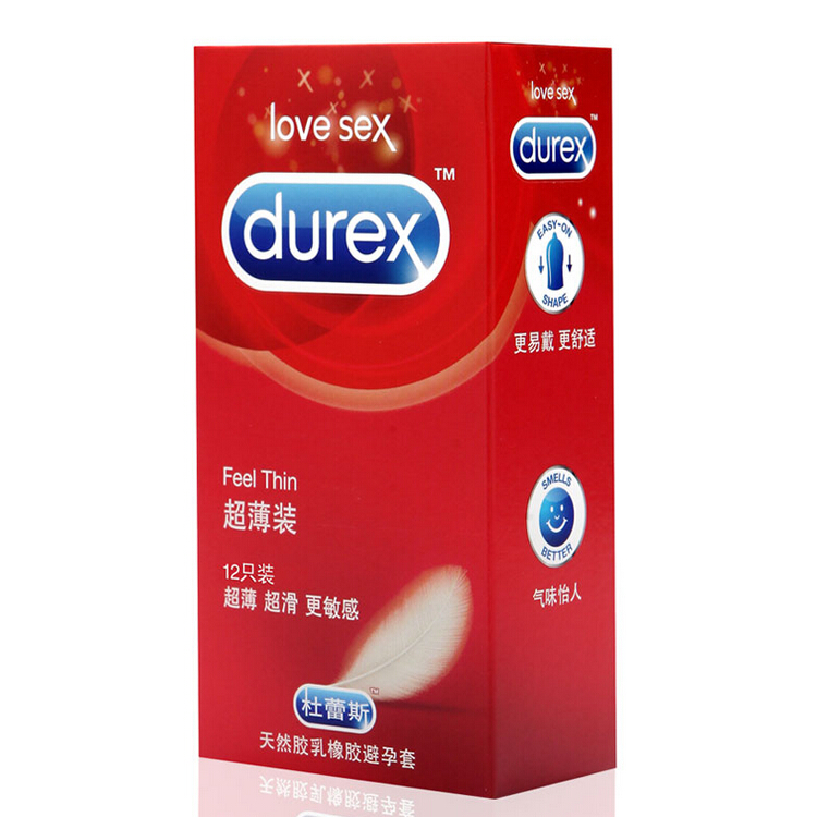杜蕾斯天然胶乳橡胶避孕套 超薄装 12只/盒 安全套成人情趣性用品