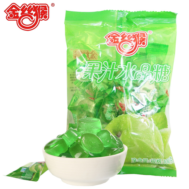 【天猫超市】金丝猴 果汁水晶糖(怡人青苹味)100g 休闲旅游必备