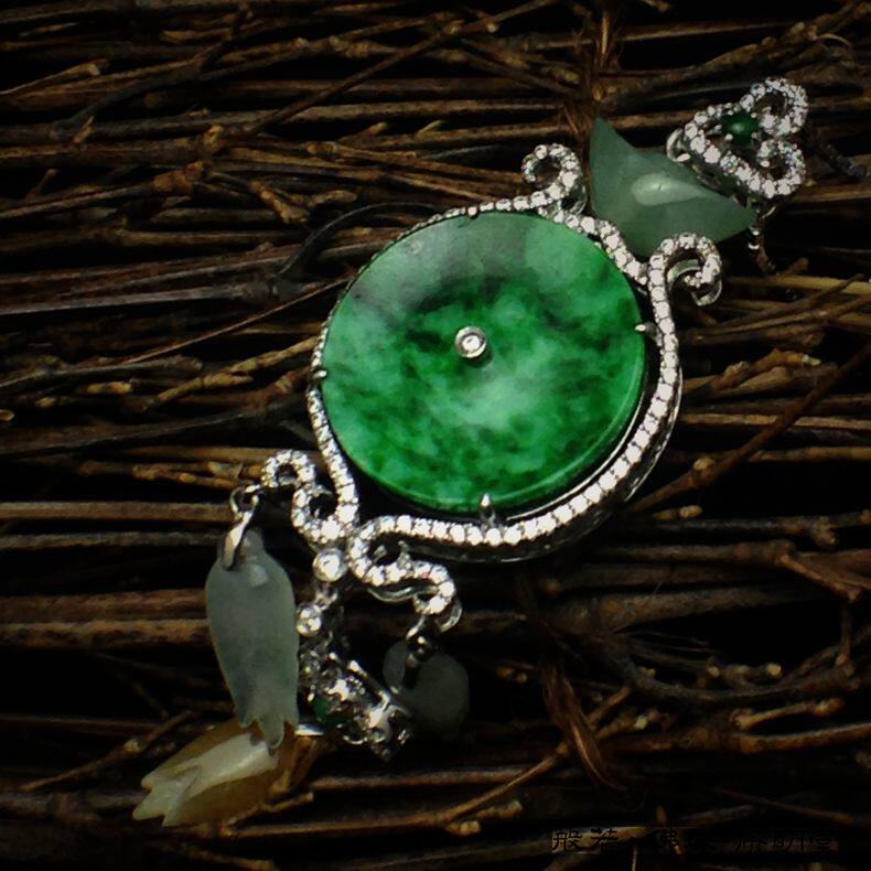 修明堂 千元处理结缘招财童子黄水晶 干青翡翠平安扣吊坠项链男女