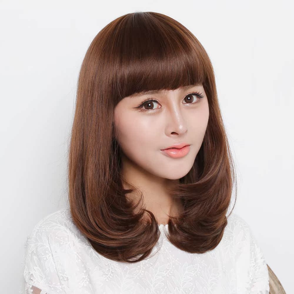 假发女 短发齐刘海梨花头wigs假发 短卷发韩版空气刘海假发