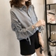 Xuân 2018 mới áo dài tay hàn quốc nữ chất béo mm cộng với phân bón XL áo sơ mi rộng giản dị áo sơ mi nữ form rộng Áo sơ mi