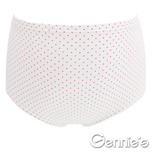 台湾官网直邮进口Gennie's奇妮 舒适棉中高腰孕妇内裤-圆点红