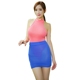 Jumpsuit lụa băng ngắn váy phù hợp với đồng phục nữ túi hip váy siêu mỏng hộp đêm gợi cảm sau khi chia váy phối đồ lót 1 mảnh Một mảnh