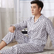 Mùa xuân và mùa thu nam đồ ngủ cotton cotton dài tay quần mùa hè bộ đồ ngủ mỏng phần đặt quần áo lưới nhà