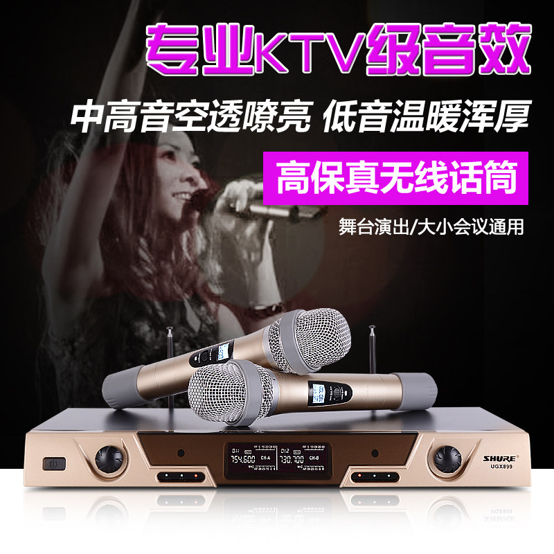 Shul Stage Performance Karaoke KTV Teaching Wireless Microphone Microphone Fixed Frequency Point One Drag Two