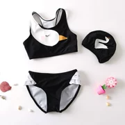 Đồ bơi trẻ em Hàn Quốc dễ thương màu đen và trắng thiên nga bikini bé gái chia bé công chúa nhỏ đồ bơi kỳ nghỉ - Bộ đồ bơi của Kid