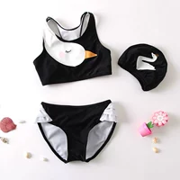 Đồ bơi trẻ em Hàn Quốc dễ thương màu đen và trắng thiên nga bikini bé gái chia bé công chúa nhỏ đồ bơi kỳ nghỉ - Bộ đồ bơi của Kid áo tắm trẻ em