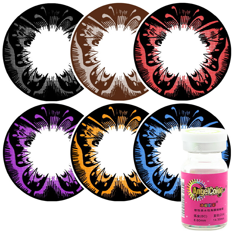 AngelColor蝴蝶美瞳年抛1片卡通美瞳大直径混血美瞳棕色美瞳正品