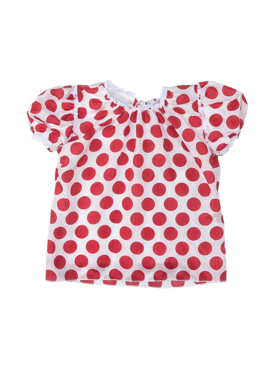 Dolce&Gabbana 红白拼色波点泡泡袖上衣