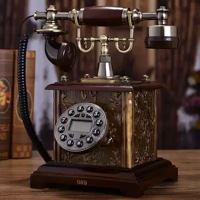 Antique European telephone pastoral solid wood telephone retro fashion wired telephone landline creative home phone