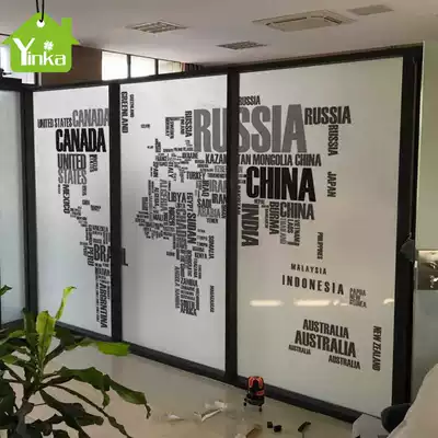 Customized Glass stickers transparent opaque personality creative window stickers office decoration frosted door world map