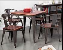 Balcony table and chair Solid wood coffee table Garden living room leisure outdoor table and chair combination furniture Five-piece wrought iron table and chair