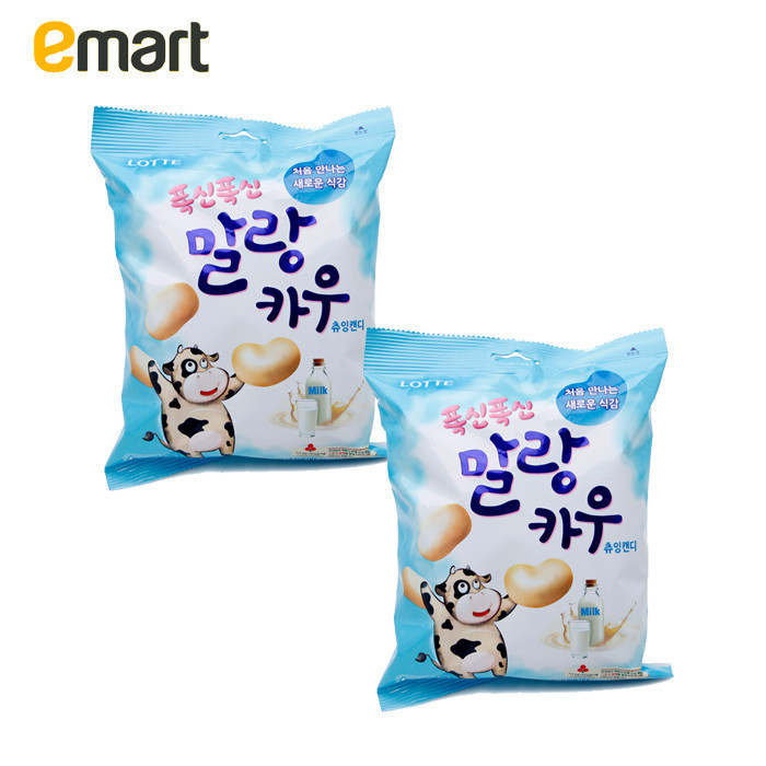EMART易买得 韩国进口乐天LOTTE牛奶软糖158g*2 柔软的奶油味糖果