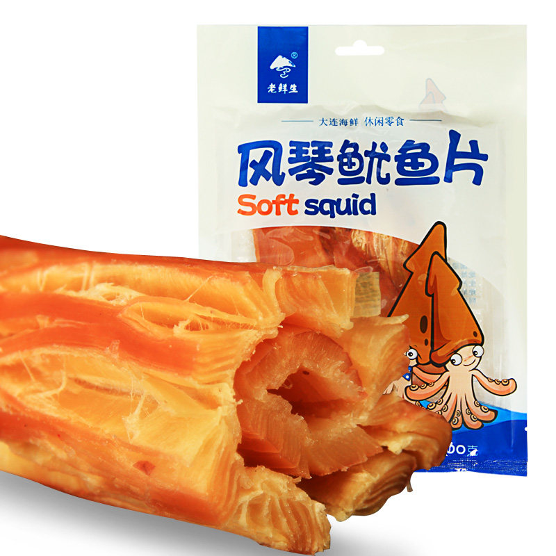 【天猫超市】老鲜生风琴鱿鱼片100g/袋 鱿鱼 海鲜 休闲食品