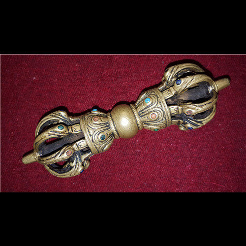 (Primary Buddha) Tibetan secret extremely precious ancient inheritance Tang Dynasty inlaid treasure nine-strand Vajra