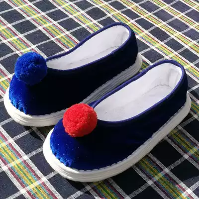 New handmade melaleuca children's cloth shoes dark blue gold velvet cute traditional men's and women's children's shoes comfortable feet sweat-absorbing