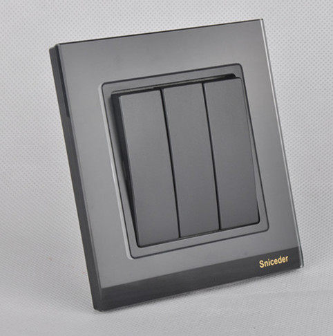 Schronde 86 type wall switch socket panel S12 black tempered glass 16A triplex 3 open double control switch-Taobao