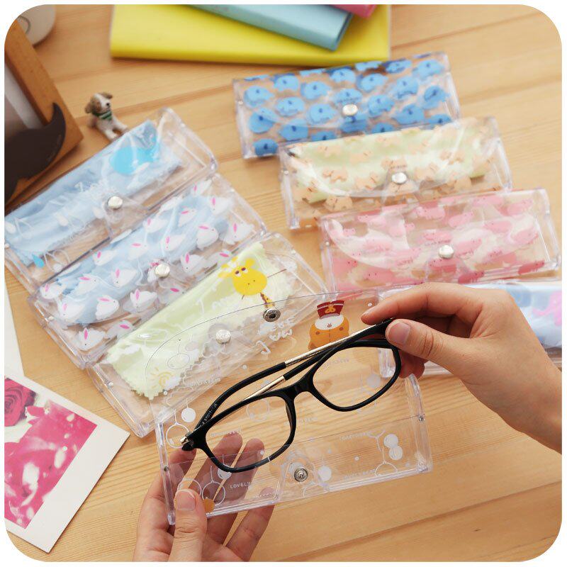 South Korea Cute Girls' Transparent Frame Glasses Case Cartoon Small Fresh Nearsightedness Glasses Accommodating Box Upscale Plastic Glasses Case