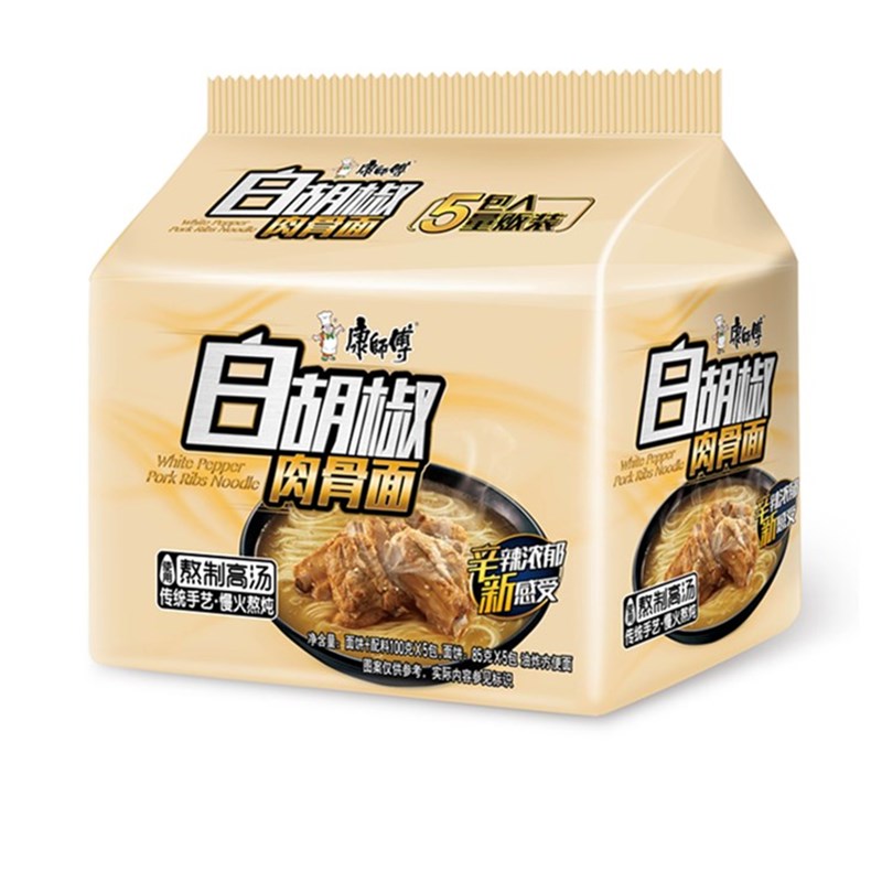 【天猫超市】康师傅 白胡椒肉骨面五连包105g*5包泡面（含山东）