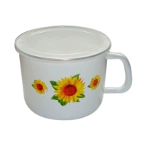 Cốc sữa tráng men Hộp cơm trưa tráng men Cốc cốc nước Quá khổ có nắp Cốc đựng sữa đậu nành 1,8 lít dung tích lớn - Hộp cơm điện sưởi ấm hộp cơm hâm nóng lock&lock