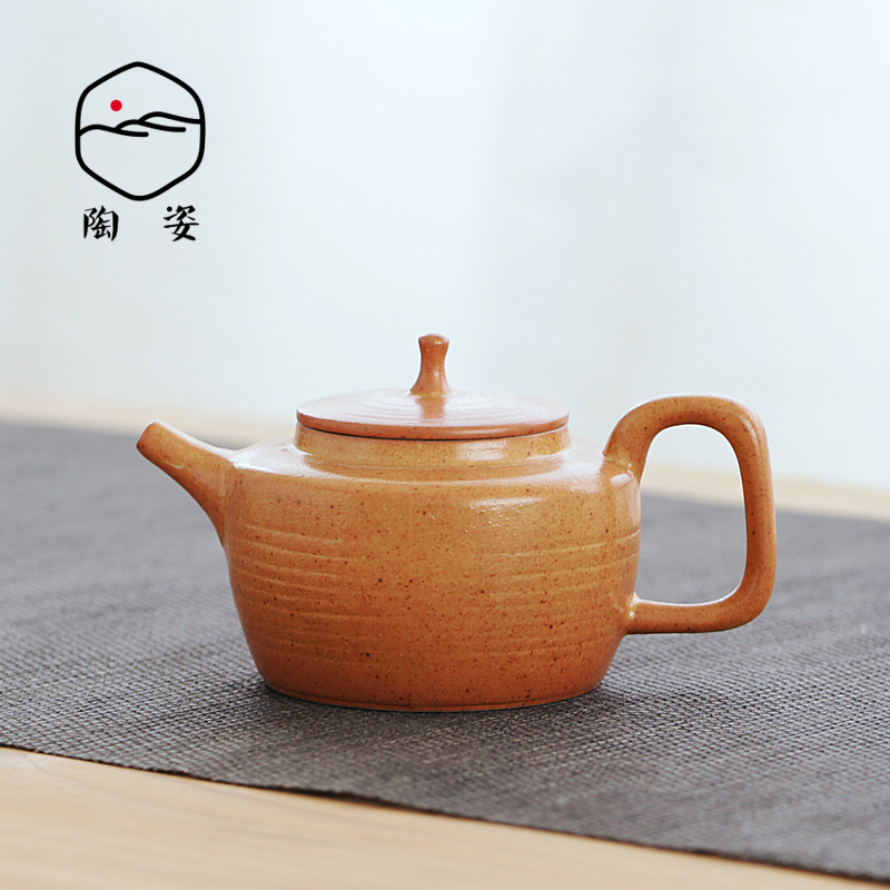 Ceramic coarse pottery teapot zen tea single pot hand zhu clay teapot kung fu tea set Ceramic filtration pot