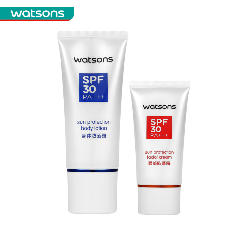 组合价 屈臣氏身体防晒露SPF30PA 90ml+面部防晒霜SPF30PA40ml