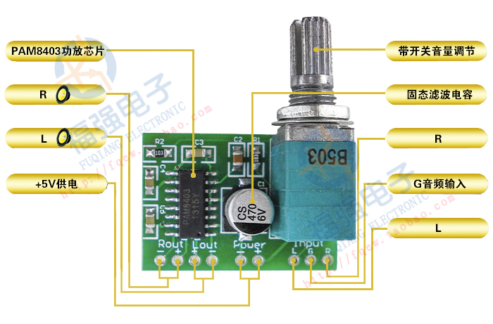 PAM8403 Mini 5V Digital small power amplifier board with switch potentiometers USB power supply sound good