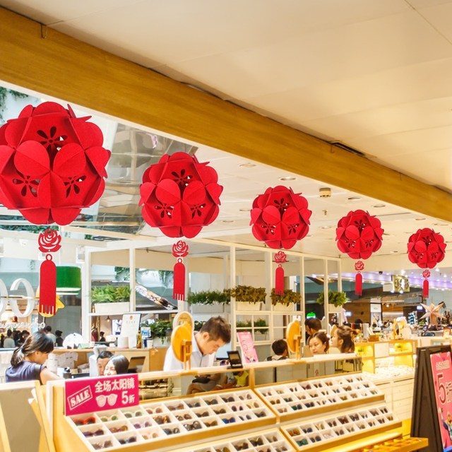 Cloth Flower Ball Decoration Love Ceiling Hanging Shop