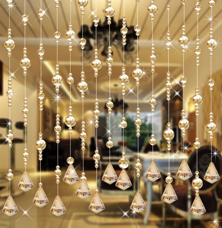 New Crystal Bead Curtain Hanging Curtain Partition Living Room Screen Finished Products Curtain Shoes Cabinet Xuanguan Make-up Room Door Curtain