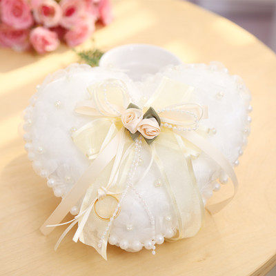 Factory direct selling wedding ring pillow pearl flower piece ring pillow ring holder personality creative decoration wedding supplies