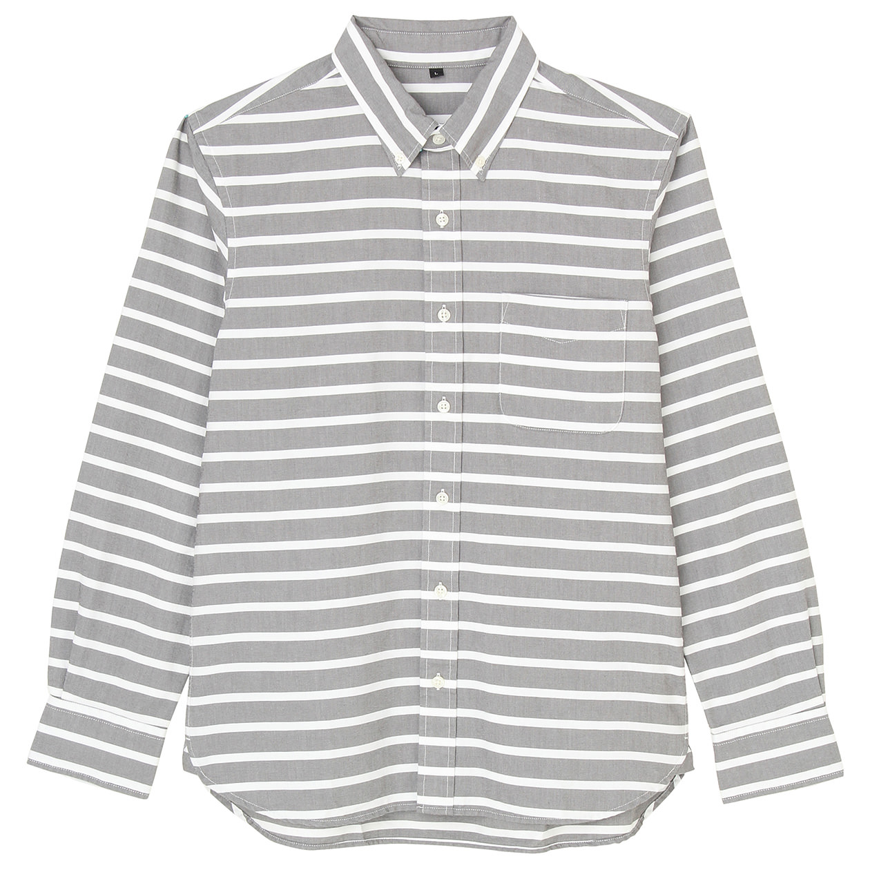 无印良品 MUJI 男式 牛津棉条纹纽扣领衬衫