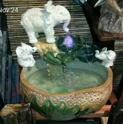 Lucky elephant fountain fish tank Feng shui basin Rockery Bonsai running water fish tank fountain large turtle tank