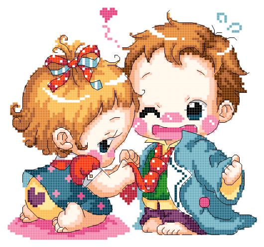 Cross embroidery electronic drawings 4676 small two cartoon cupmap 100W*93H22 color PAT source file