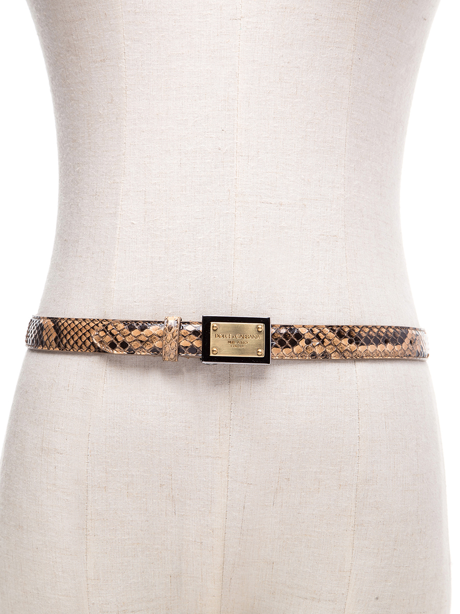 Dolce&Gabbana 棕色蛇纹图案扳扣式腰带