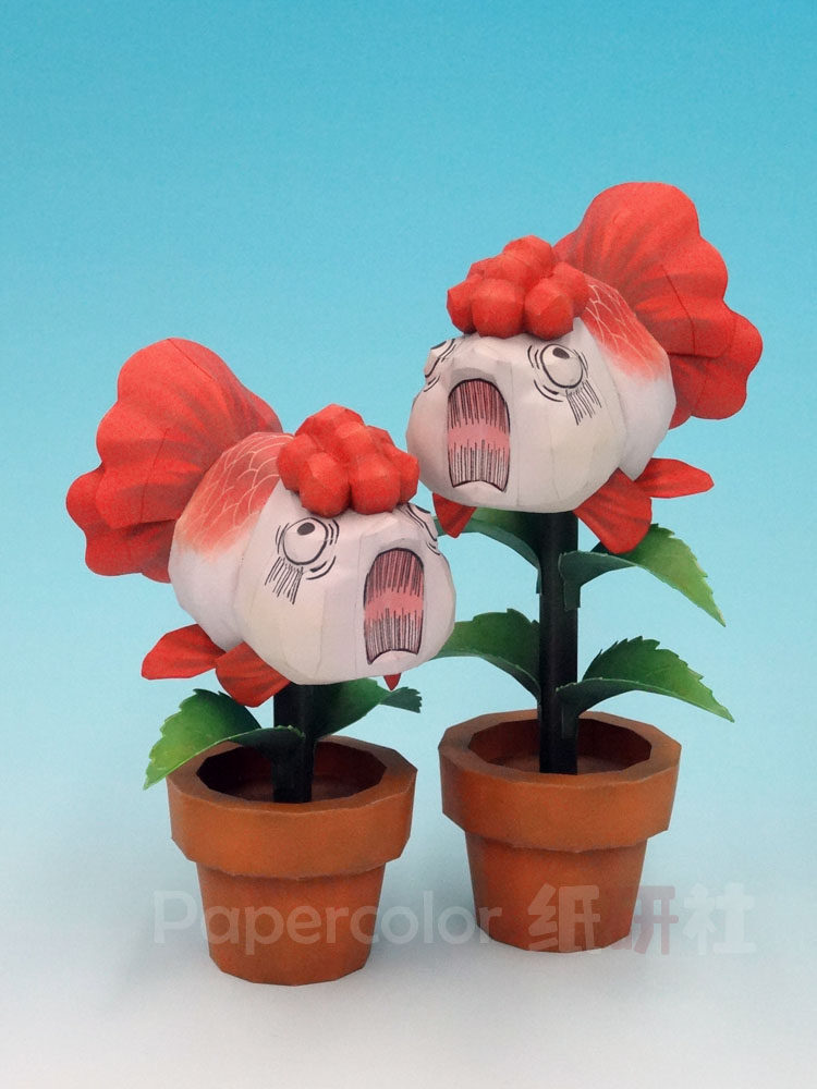 鬼灯的冷彻纸模型金鱼草3d立体手工diy动漫周边恶心萌纸研社