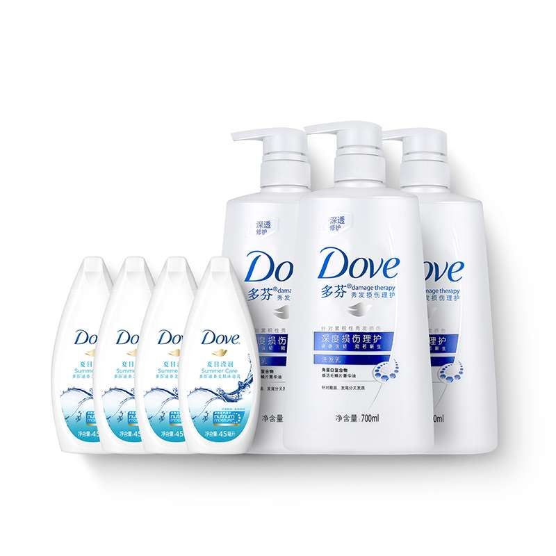 多芬深度损伤理护洗发乳700ml*2+精华素700ml+多芬沐浴乳45ml*4
