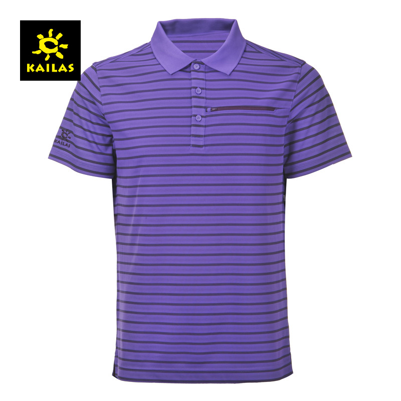 KAILAS/凯乐石 男款竹炭条纹翻领功能速干T恤 KG710145