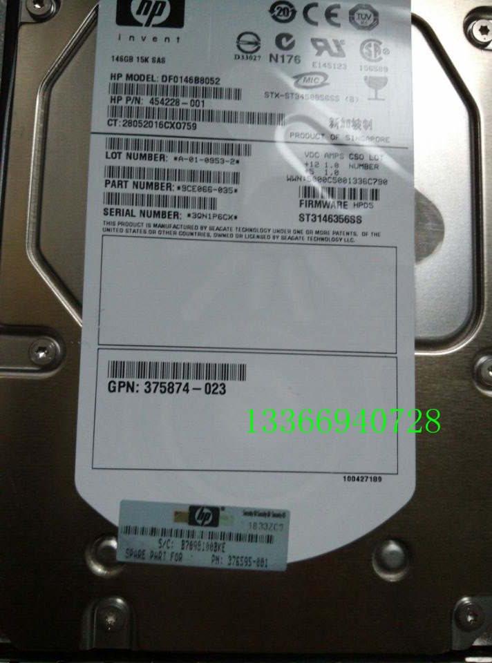HP HP 384854-B21 376595-001 146G SAS 3 5 15K Hard disc