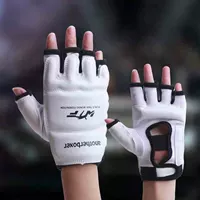 Găng tay đấm bốc Wanchuan Half Finger Children Sanda Fighting Võ thuật Taekwondo Boxing Boxing Boxing Boxing White Set găng tập boxing